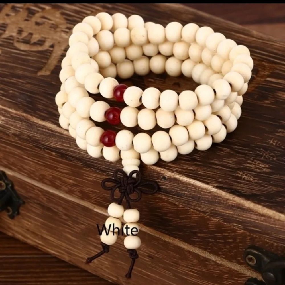 white wood prayer Beads Mala Bracelet necklace